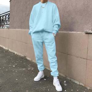 Ensemble de survêtements pour hommes fabriqués par OEM, 2 pièces, séchage rapide, couleur unie, sweat-shirts et pantalons amples, vêtements d'automne et d'hiver, 100% coton, 380 GSM - Product Image 2