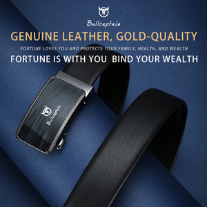Ceintures en cuir véritable pour hommes BULLCAPTAIN, ceintures de luxe de créateurs, boucle automatique en alliage, sangle à cliquet, boîte cadeau pour hommes - Product Image 3