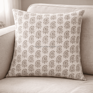 Housse de coussin à motifs floraux Moghols et bordures, tissée à la main, de haute qualité, imprimée, idéale pour les voyages - Product Image 3