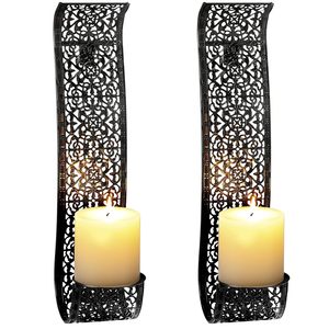 Moroccan Metal Wall Sconce Candle Holder Tall Wall Mounted Candlestick Stand for Living Room Bathroom Office Decor - Product Image 6