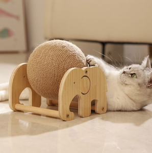 Cute <b>Cat</b> Scratcher Wheel Toy Seagrass Rope Claw Grinding Ball with Wooden Stand <b>Cat</b> Scratcher Toy for Indoor <b>Cats</b> Play - Product Image 4