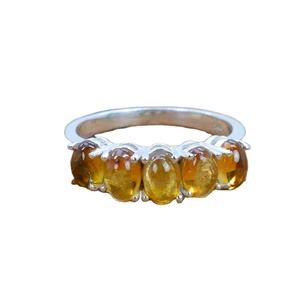 Bague en tourmaline jaune à cinq pierres, argent sterling 925 plaqué platine, bijoux en pierres précieuses faits à la main, forme fantaisie, cadeau pour un anniversaire - Product Image 4