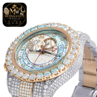 Montre à quartz en acier inoxydable de luxe avec diamants Moissanite VVS pour homme, entièrement blanche, personnalisable, style hip-hop, avec cristal saphir