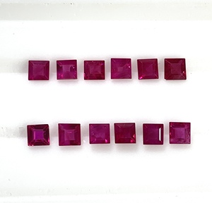 High Quality Natural Burma <b>Ruby</b> Heated Calibration Size 3.0-3.5mm Square Cut Reddish Pink Color Loose Gemstone for Jewellery - Product Image 2