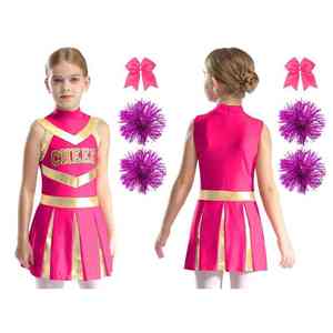 Conjunto de faldas sin mangas de alta calidad estilo profesional para equipos de baile de alta energía para niñas, uniforme de porristas infantiles - Product Image 5