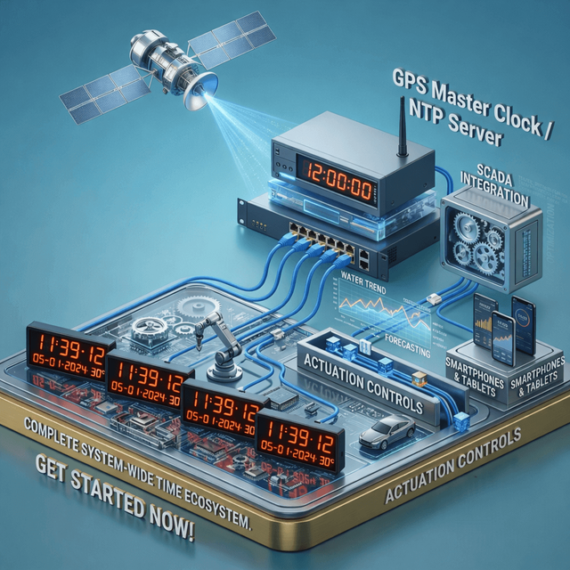 NTP Server Master Clock – Industrial network time server | 14-Digit LED Master Clock