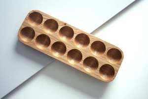 Handmade Acacia Wood <b>Egg</b> Holder Tray Dark Brown Oval Shape Kitchen Rack for Serving Trays for Refrigerator Wooden <b>Egg</b> Holder - Product Image 5