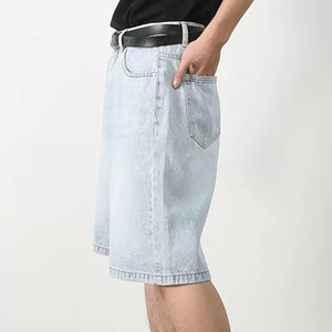 Acid Wash Denim Jorts Men Women Streetwear Loose Fit Vintage Cotton Custom OEM <b>Shorts</b> - Product Image 4