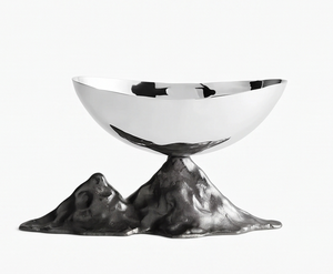 Modern <b>Metal</b> <b>Bowl</b> With Mountain Base Handmade Polished Decorative Centerpiece For Home Interior Elegant Tabletop Accent - Product Image 4