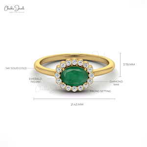 Fournisseur vérifié d'Alibaba, bague de fiançailles en or massif 14 carats avec émeraude naturelle zambienne de 0,72 carat, bague de fiançailles en diamant à prix d'offre - Product Image 5