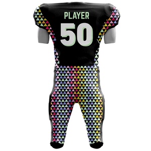 Ensemble d'uniformes de football américain personnalisés de haute qualité, sublimés, 100% polyester, pour adultes, grandes tailles, respirants, antibactériens, à manches courtes - Product Image 5