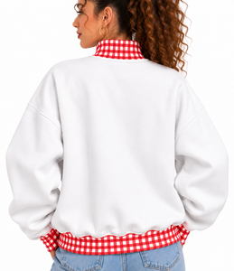 Custom Women’s <b>Mock</b> Neck Sweatshirt Drop Shoulder Oversized Embroidered Letter Print Knitted Autumn Winter Casual Pullover - Product Image 3