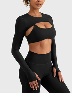 <b>Women</b> Long Sleeve Open Front <b>Shrug</b> Cropped Bolero Workout Yoga Fitness Top Stretch Sportswear Activewear Custom - Product Image 5
