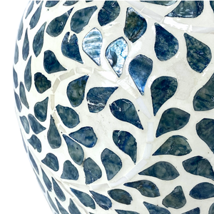 Jarrón de cerámica con incrustaciones de Capiz hecho a mano, patrón de mosaico de hojas, maceta decorativa con forma de balaustre curvo para decoración interior elegante del hogar - Product Image 5