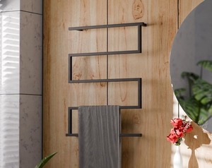 M F INTERNATIONAL EXPORTS Porte-serviettes mural moderne en métal, forme rectangulaire, résistant à la rouille, accessoire de salle de bain, double niveau - Product Image 1