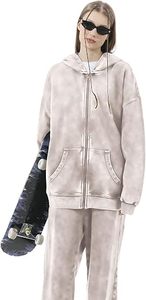 Sweat à capuche zippé oversize délavé à l'acide pour homme, 100 % coton, épaules tombantes, style streetwear vintage, personnalisable - Product Image 4