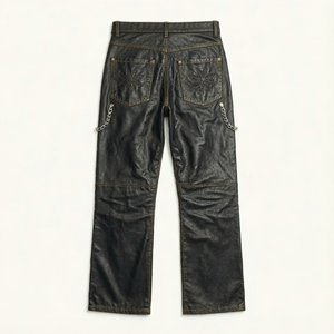 Pantalones de Cuero para Hombre con Logotipo Personalizado, Pantalones de Motociclista con Múltiples Cremalleras, Pantalones de Cuero Sintético, Pantalones de Motociclista Estilo Gótico, Pantalones de Moda Urbana - Product Image 4