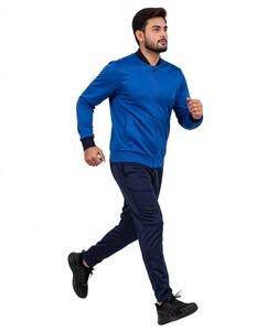 Conjunto Deportivo SHAN Unisex Azul Estampado con Cierre de Cremallera, Cuello Alto, Color Sólido, Ropa Casual Transpirable 100% Algodón, Corte Regular para Invierno - Product Image 4