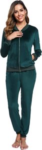 Ensemble de survêtement en velours pour femmes grandes tailles, manches longues, fermeture éclair sur le devant, couleur unie, décontracté, style jogging, tenue d'automne, coupe ample, pyjama - Product Image 6