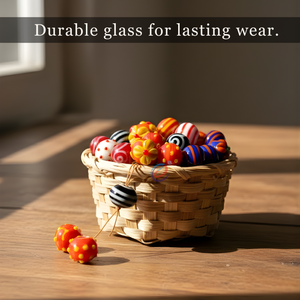 ลูกปัดแก้วแฮนด์เมดทรงกลมขนาด 16×18 มม. |   ลูกปัดตกแต่งแฟนซีหลากสีสำหรับสร้อยข้อมือและงานฝีมือ |   เส้นใยขนาด 8 นิ้ว - Product Image 3