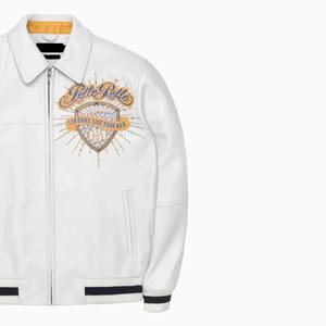 Chaqueta de cuero Pelle Pelle de fabricante OEM, bordada, estilo urbano, personalizada, de cuero vacuno genuino, para hombre, para invierno. - Product Image 3