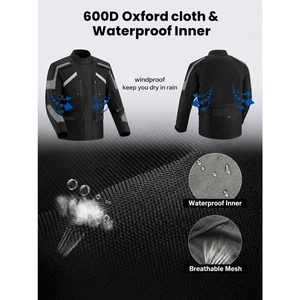 Veste de moto touring personnalisée homologuée CE, imperméable, pour la conduite aventure, avec bandes réfléchissantes, équipement de protection pour moto - Product Image 5