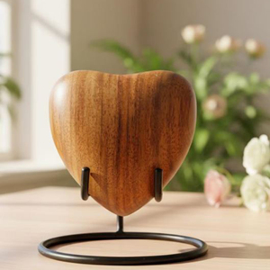 Elegant Rosewood Memorial Urn for Adults Rustic Wooden Ashes Urn with Carved Design by AYAANS - Product Image 1