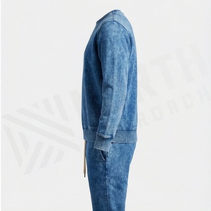 Survêtement respirant délavé à l'acide, design de logo personnalisé, couleur unie personnalisable, vêtements de sport d'hiver, streetwear - Product Image 3