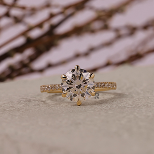 Anillo de Compromiso Edward Dainty con Diamante CVD Cultivado en Laboratorio de 1-5ct, Engaste Pavé, Oro 10K/14K/18K/PT950, Certificado IGI, VS1, Color E, Personalizado para Mujer - Product Image 1