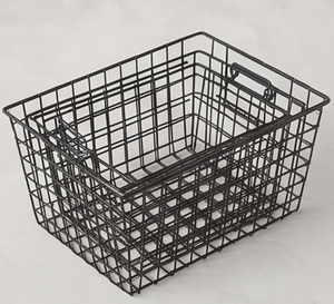 Panier de rangement rectangulaire en fil métallique premium avec poignées, noir thermolaqué, simple, polyvalent, pour organisation et rangement - Product Image 3
