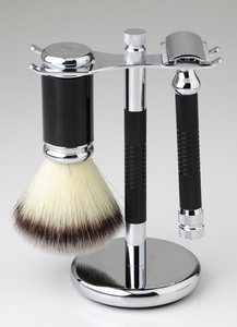 PEARL Men's Beard Shaving Manual Safety <b>Razor</b> <b>Set</b> with Metal Handle and Boar Bristle Custom Logo - Product Image 2