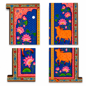 Panneau de volet de fenêtre décoratif en bois peint à la main, style bohème, pour mariage et Diwali, avec motifs floraux ethniques, décoration murale pour la maison - Product Image 3
