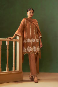 Rust Mul Chanderi Embroidered <b>Kurta</b> Palazzo Set With Dupatta <b>For</b> <b>Women</b> Ethnic Wear Available <b>for</b> Wholesale Purchase - Product Image 3