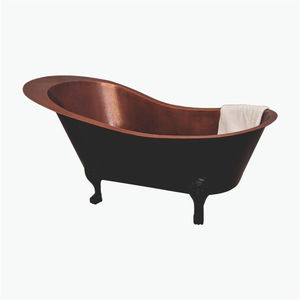 Baignoire en cuivre de luxe, finition extérieure noire antique et intérieure en cuivre martelé, décoration de salle de bain pour hôtels et villas de luxe - Product Image 1