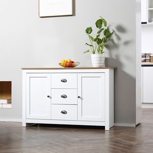 "Handmade White <b>Sideboard</b> Cabinet with Adjustable Shelves & Drawers for Kitchen <b>Storage</b>-for Villa Farmhouse Warehouse" - Product Image 2