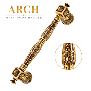 Manija de Puerta Principal Roja Mate de Lujo, Estilo Antiguo, con Roseta Redonda Decorativa para Puertas de Entrada - Product Image 1