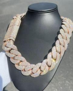 New Arrival Moissanite Silver <b>Iced</b> <b>Out</b> Cuban <b>Chain</b> Necklace Gold and Silver Finish Luxury Fashion Party Jewelry for Gift & Sale - Product Image 1