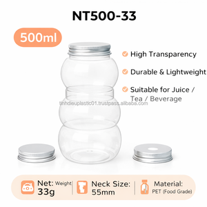 Wholesale 500ml PET NT500-33 for Clear <b>Plastic</b> Bottle with Aluminum <b>Cap</b> Food-Grade Vietnam Direct Manufacturing for Tea - Product Image 2
