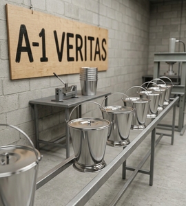 Seau en acier inoxydable A-1 VERITAS de 6 L avec couvercle, récipient de rangement utilitaire réutilisable pour les établissements médicaux - Product Image 3
