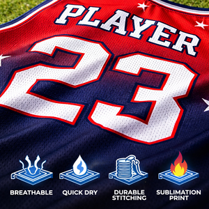 ผู้ผลิตชุดบาสเก็ตบอลแบบ OEM ตามสั่ง ผ้าโพลีเอสเตอร์ 100% ระบายอากาศ แห้งเร็ว พร้อมสกรีนชื่อและหมายเลขผู้เล่นตามแบบที่ต้องการ - Product Image 4