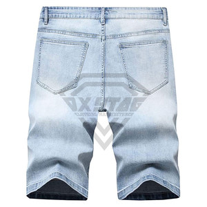 Shorts de Mezclilla para Hombre, Estilo Biker, Lavado Claro, Personalizados, OEM, de Alta Calidad, Desgastados y Rotos, Ropa Urbana - Product Image 2