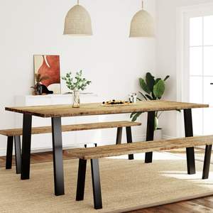 Grande table à manger en bois d'acacia massif et durable, collection bois naturel - Product Image 1