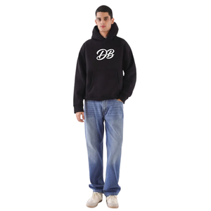 Sweat-shirt à capuche oversize bleu marine personnalisé avec logo pour femme, en molleton épais, coupe décontractée, style streetwear, vente en gros - Product Image 5