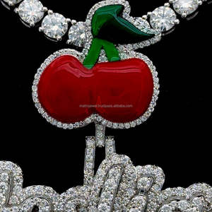 Fruit Bail diamant pendentif argent massif glacé diamant Logo Bail nuit lueur dans l'obscurité émail nom personnalisé diamant pendentif - Product Image 5