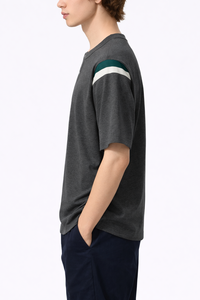 T-shirt unisexe en coton surdimensionné, écologique, respirant, à séchage rapide, style streetwear décontracté, col Henley, manches courtes, 220g - Product Image 5