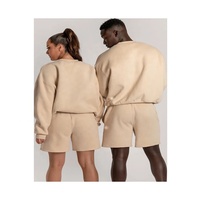 Sudaderas con capucha Pantalones de chándal Conjunto de dos piezas Mujeres y 100% Algodón Sudadera casual + Pantalones Cortos Largos Chándal Jogger Chándal