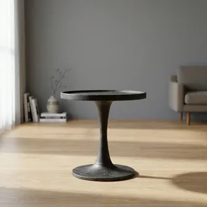 Modern Black End <b>Table</b> Round Tray Top Pedestal Accent Furniture Minimalist <b>Side</b> <b>Table</b> For Living Room Bedroom <b>Lounge</b> Home Decor - Product Image 1