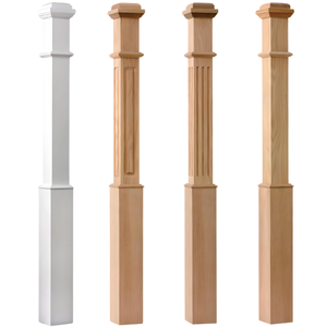 Nouveaux poteaux d'escalier contemporains en chêne rouge sur mesure avec panneau rainuré pour escalier et balcon - Product Image 1