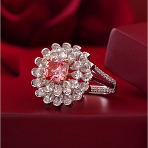 1.02 CT Vivid Pink Cushion Cut Lab Grown Diamond <b>Ring</b> 14K <b>Gold</b> Rare Color Statement Fashionable <b>Ring</b> - Product Image 3