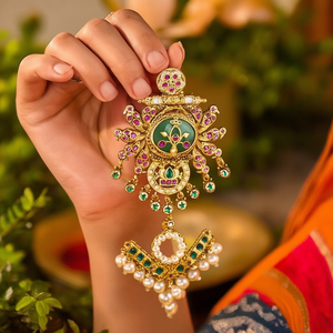 JeweleMarket Fashion Jewelry Set Elegant Pota Stone and Pearl Pendant 10575689PGR - Product Image 3